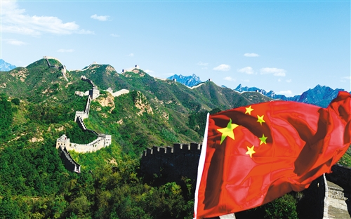中国国旗与长城